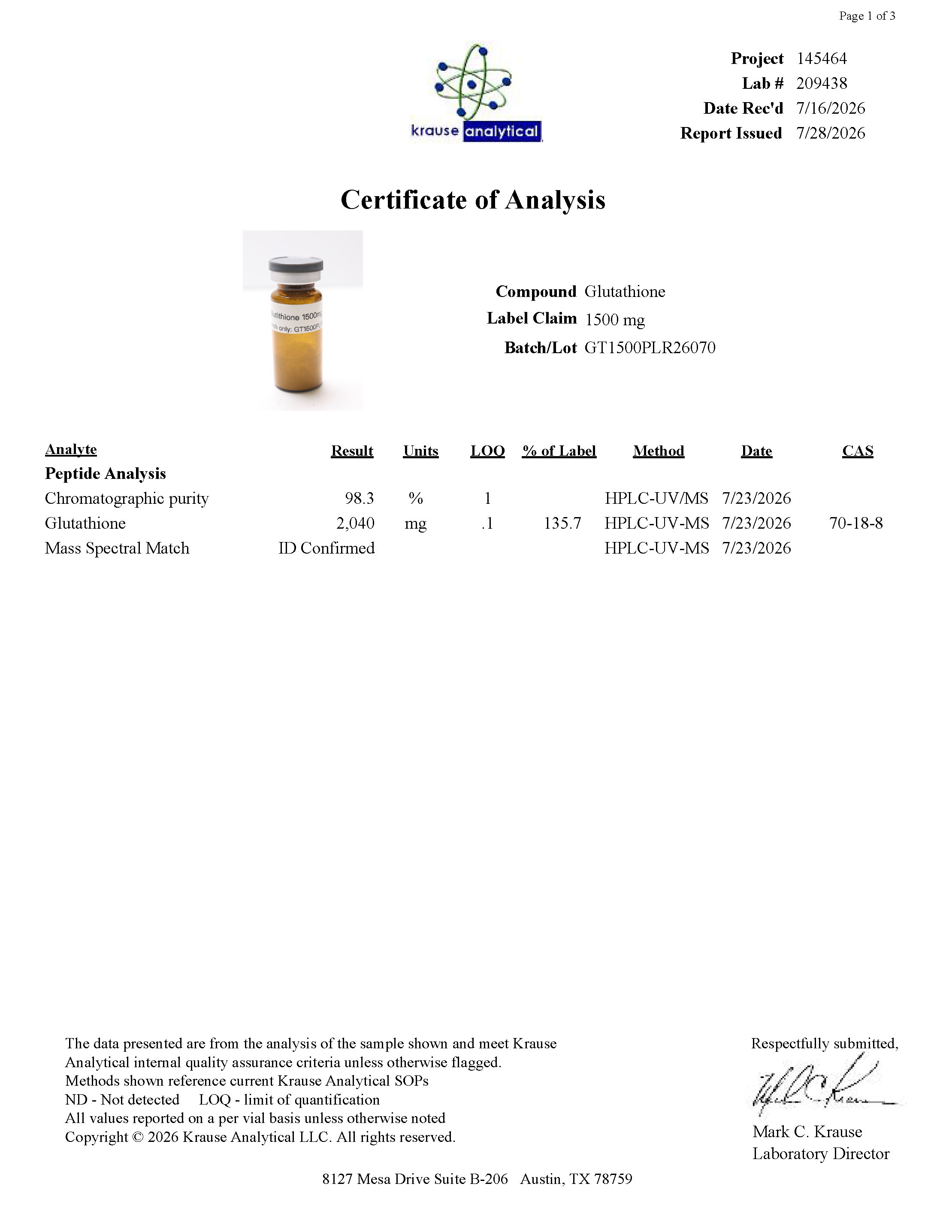 Glutathione 1500mg